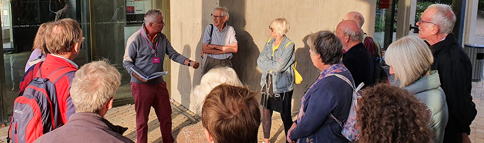 Image of a group being shown around Park Hill flats